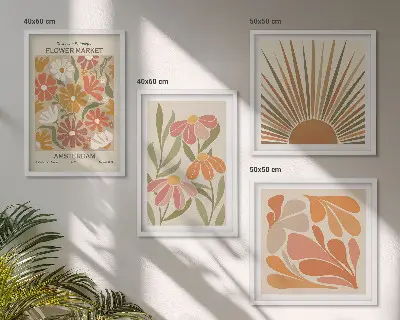 Pastel sunflower wall art set of 4 pieces