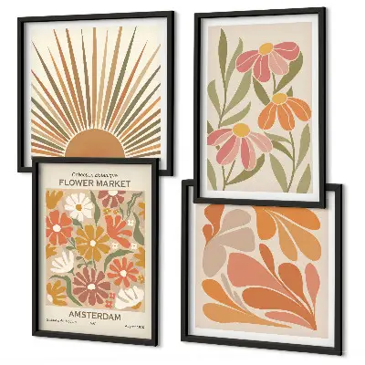 Pastel sunflower wall art set of 4 pieces