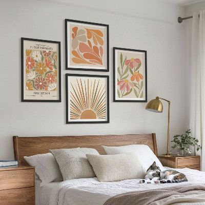 Set of 4 wall art pieces Pastel sun flowers