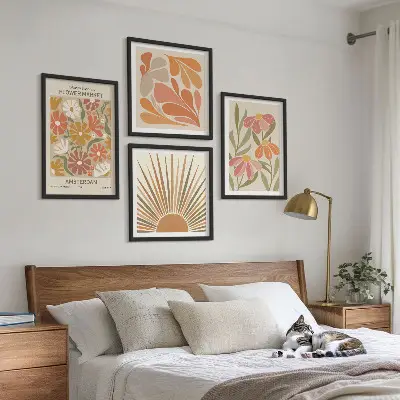 Pastel sunflower wall art set of 4 pieces