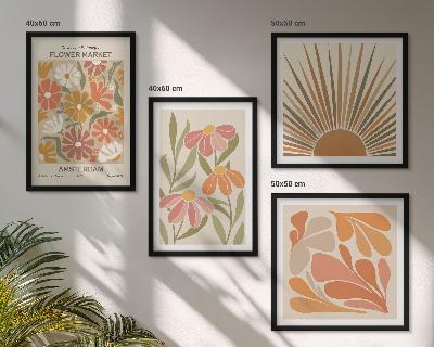 Set of 4 wall art pieces Pastel sun flowers