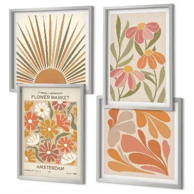 Pastel sunflower wall art set of 4 pieces