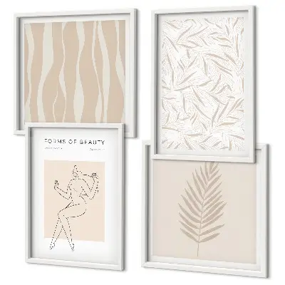 Minimalist plant motif wall art set of 4 pieces