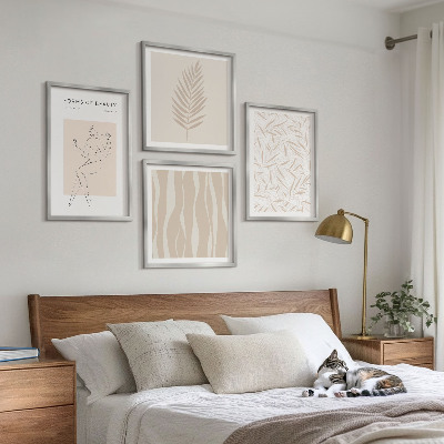 Set of 4 wall art pieces Minimalist plant motifs