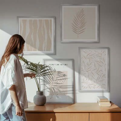 Set of 4 wall art pieces Minimalist plant motifs