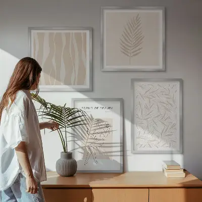 Minimalist plant motif wall art set of 4 pieces