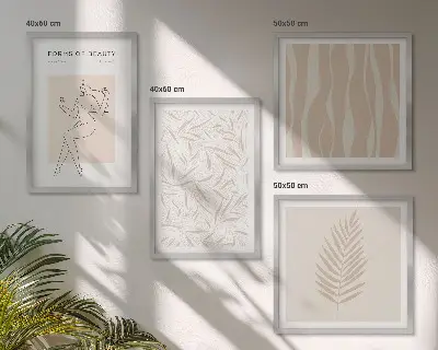 Minimalist plant motif wall art set of 4 pieces
