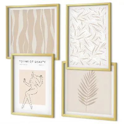 Minimalist plant motif wall art set of 4 pieces