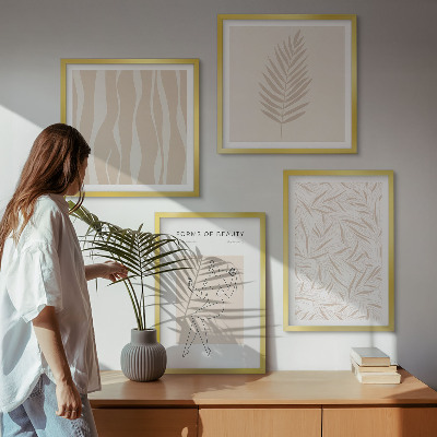 Set of 4 wall art pieces Minimalist plant motifs