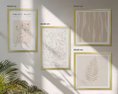 Minimalist plant motif wall art set of 4 pieces