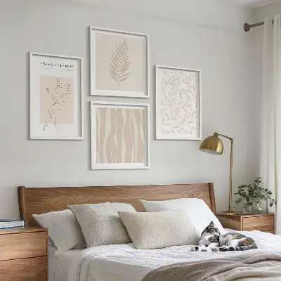 Minimalist plant motif wall art set of 4 pieces