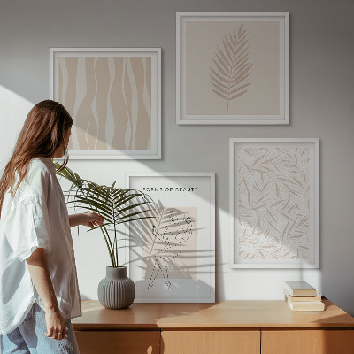 Set of 4 wall art pieces Minimalist plant motifs