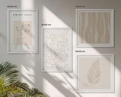 Minimalist plant motif wall art set of 4 pieces