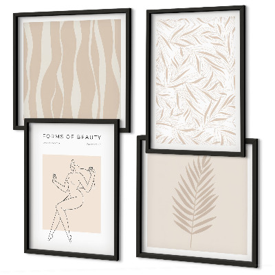 Set of 4 wall art pieces Minimalist plant motifs
