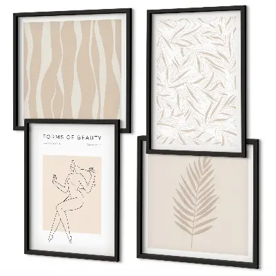 Minimalist plant motif wall art set of 4 pieces