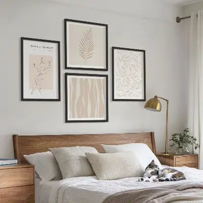 Minimalist plant motif wall art set of 4 pieces