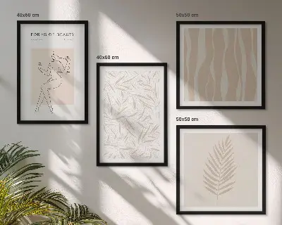Minimalist plant motif wall art set of 4 pieces