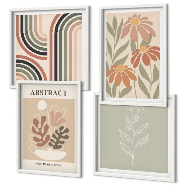 Multi-piece wall decor set Abstract pastel plants