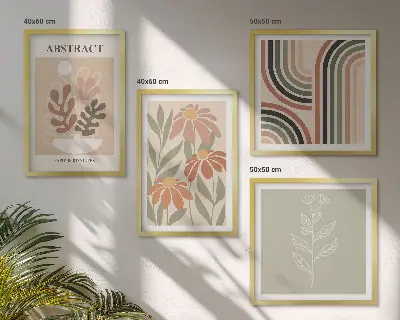 Multi-piece wall decor set Abstract pastel plants