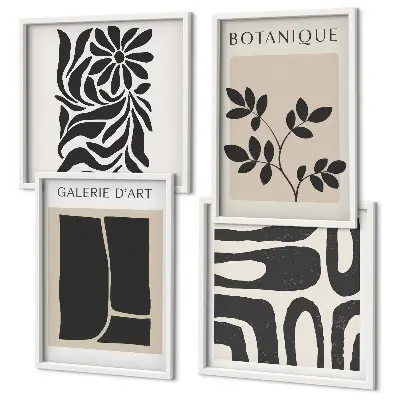 Wall art set with abstract plant patterns