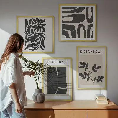 Wall art set with abstract plant patterns