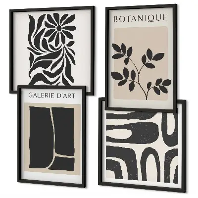 Wall art set with abstract plant patterns