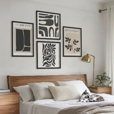 Wall art set with abstract plant patterns