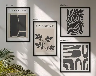 Wall art set with abstract plant patterns