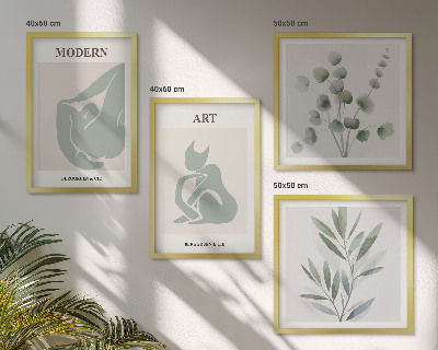 Wall art set Plant motifs, delicate green