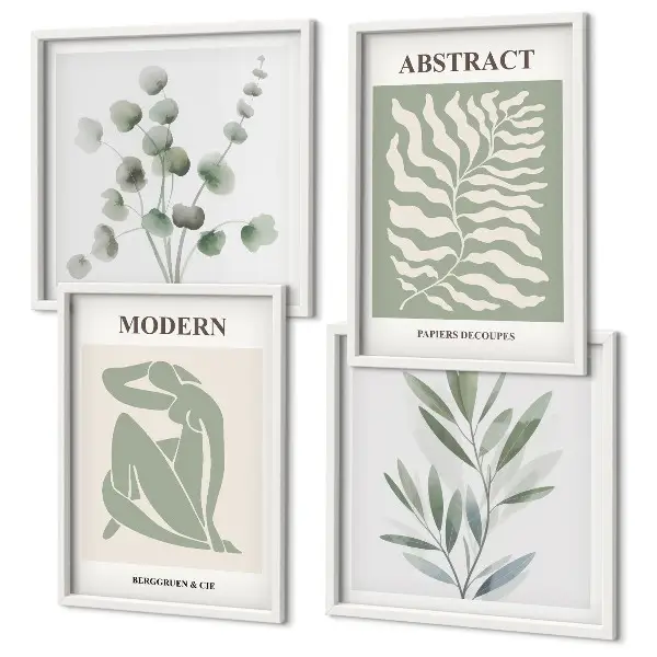 Matisse-inspired boho plant wall art set of 4 pieces