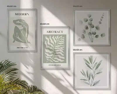 Matisse-inspired boho plant wall art set of 4 pieces