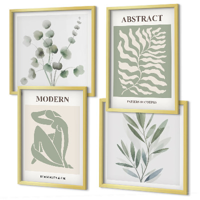 Set of 4 wall art pieces Matisse design boho plants