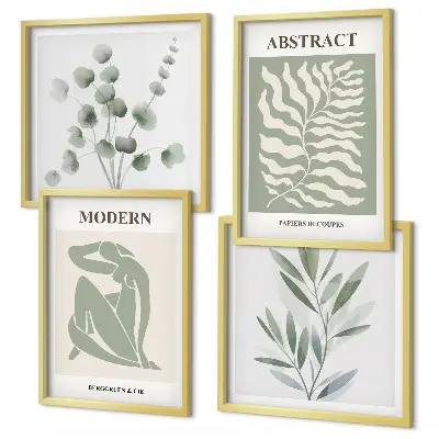Matisse-inspired boho plant wall art set of 4 pieces