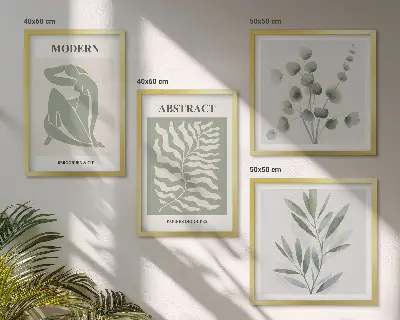 Matisse-inspired boho plant wall art set of 4 pieces