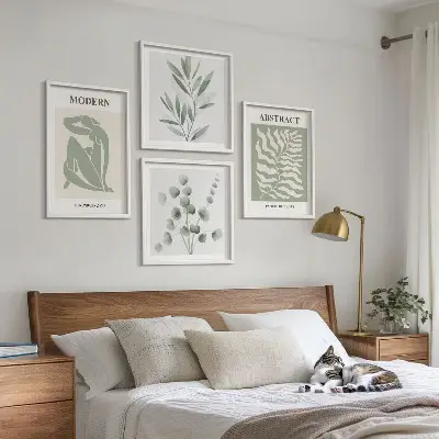 Matisse-inspired boho plant wall art set of 4 pieces