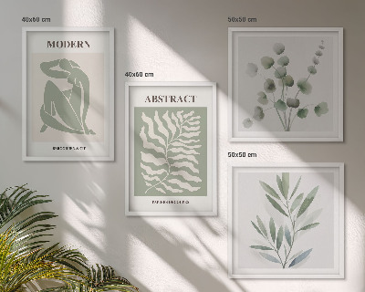 Set of 4 wall art pieces Matisse design boho plants