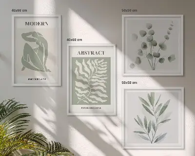 Matisse-inspired boho plant wall art set of 4 pieces