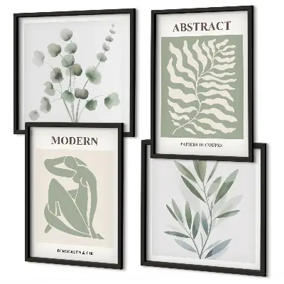 Matisse-inspired boho plant wall art set of 4 pieces