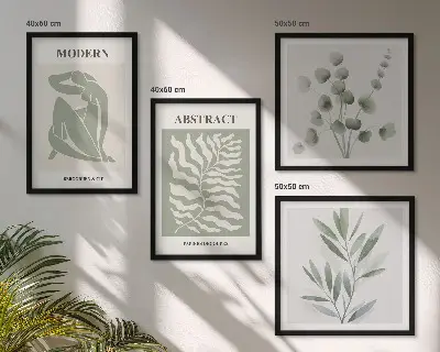 Matisse-inspired boho plant wall art set of 4 pieces