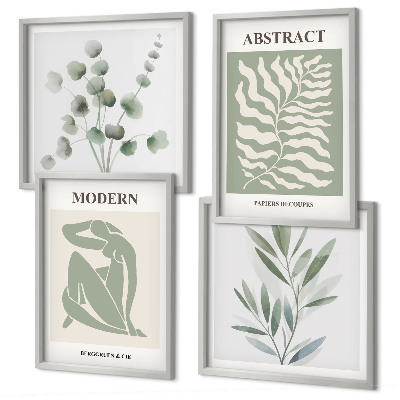 Set of 4 wall art pieces Matisse design boho plants