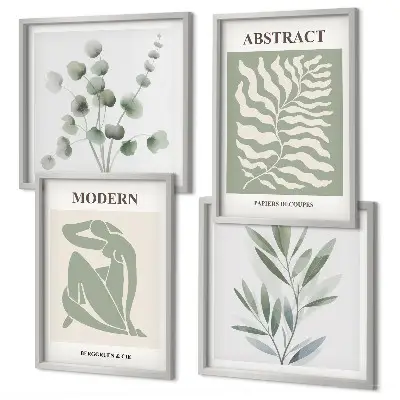 Matisse-inspired boho plant wall art set of 4 pieces