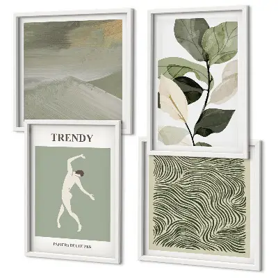 Wall art set Abstract plant patterns