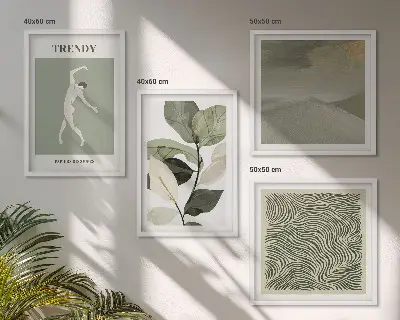 Wall art set Abstract plant patterns