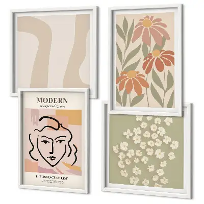 Set of 4 wall art pieces Modern abstract woman