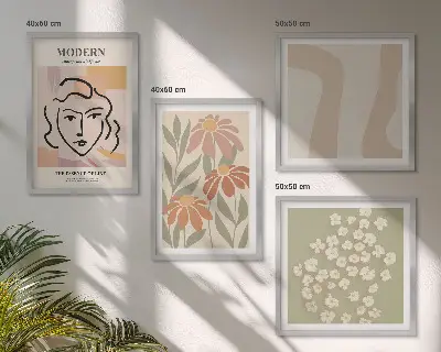 Set of 4 wall art pieces Modern abstract woman