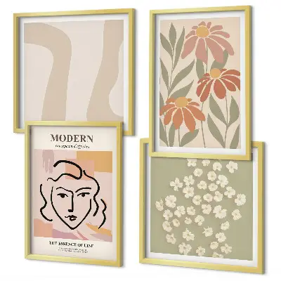 Modern abstract woman wall art set of 4 pieces