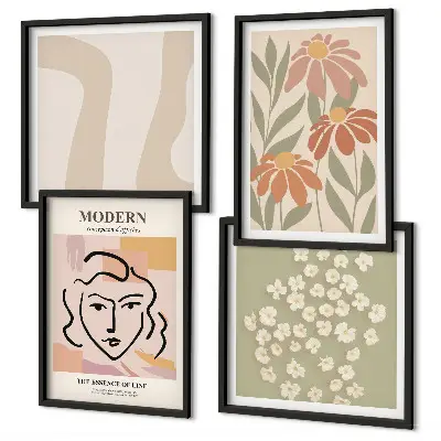 Set of 4 wall art pieces Modern abstract woman