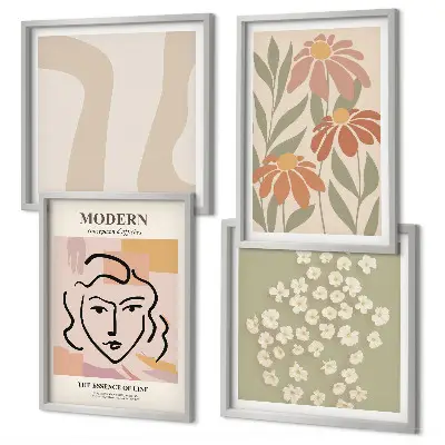 Set of 4 wall art pieces Modern abstract woman