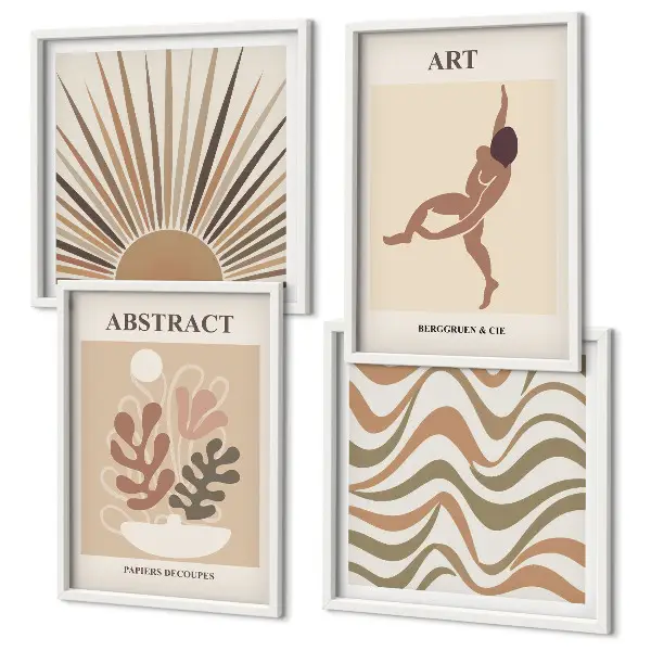 Wall art set with Matisse inspired boho abstract patterns