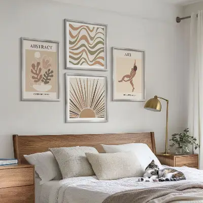 Wall art set with Matisse inspired boho abstract patterns